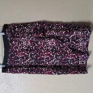 Dressbarn Size Large Ruffle Pull On Faux Wrap Skirt Maroon Black